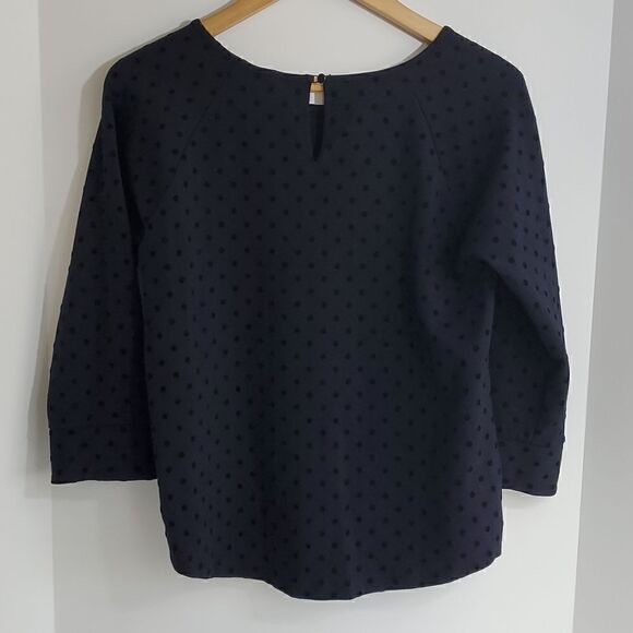 J. Crew Black Velvet Dot Ponte Sweater 3/4 Sleeve Women's Top S - Picture 5 of 8